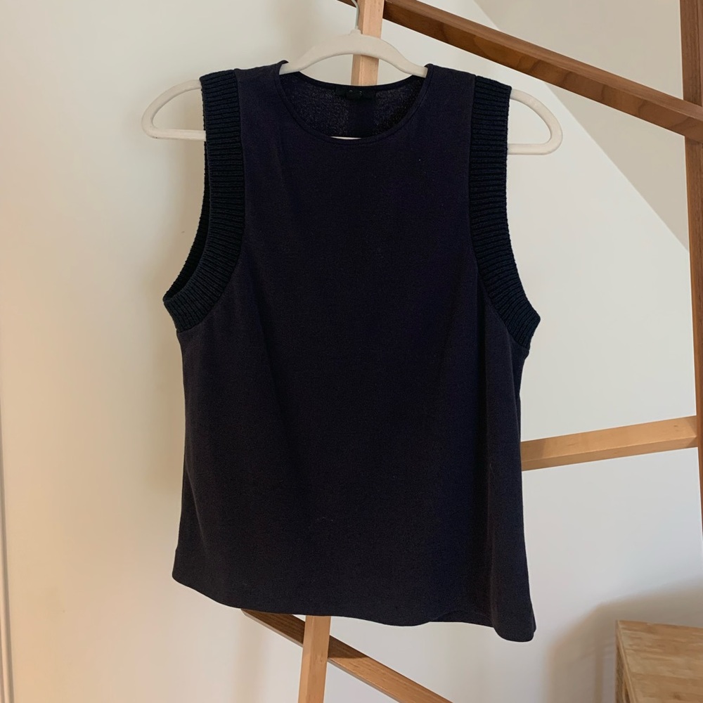 Cos navy knit muscle tank blouse size medium